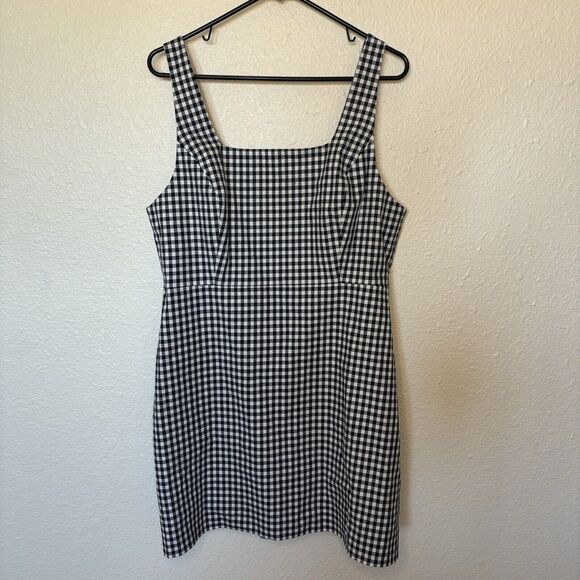 Favorite Daughter Mini Dress 14 NEW The Break Up Square Neck Gingham Navy Blue - Picture 4 of 16